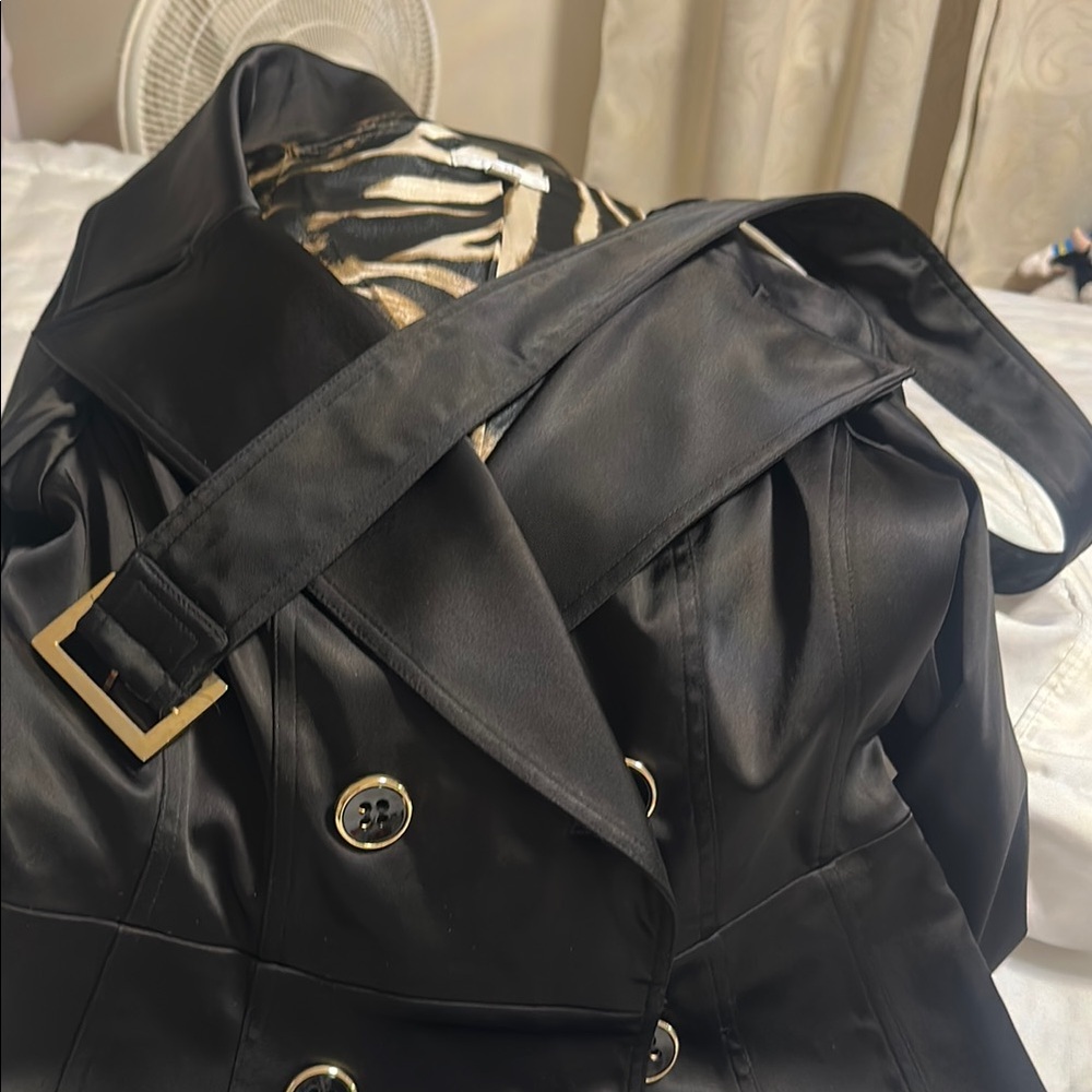 Cache Black Trench Coat with Gold Accents
